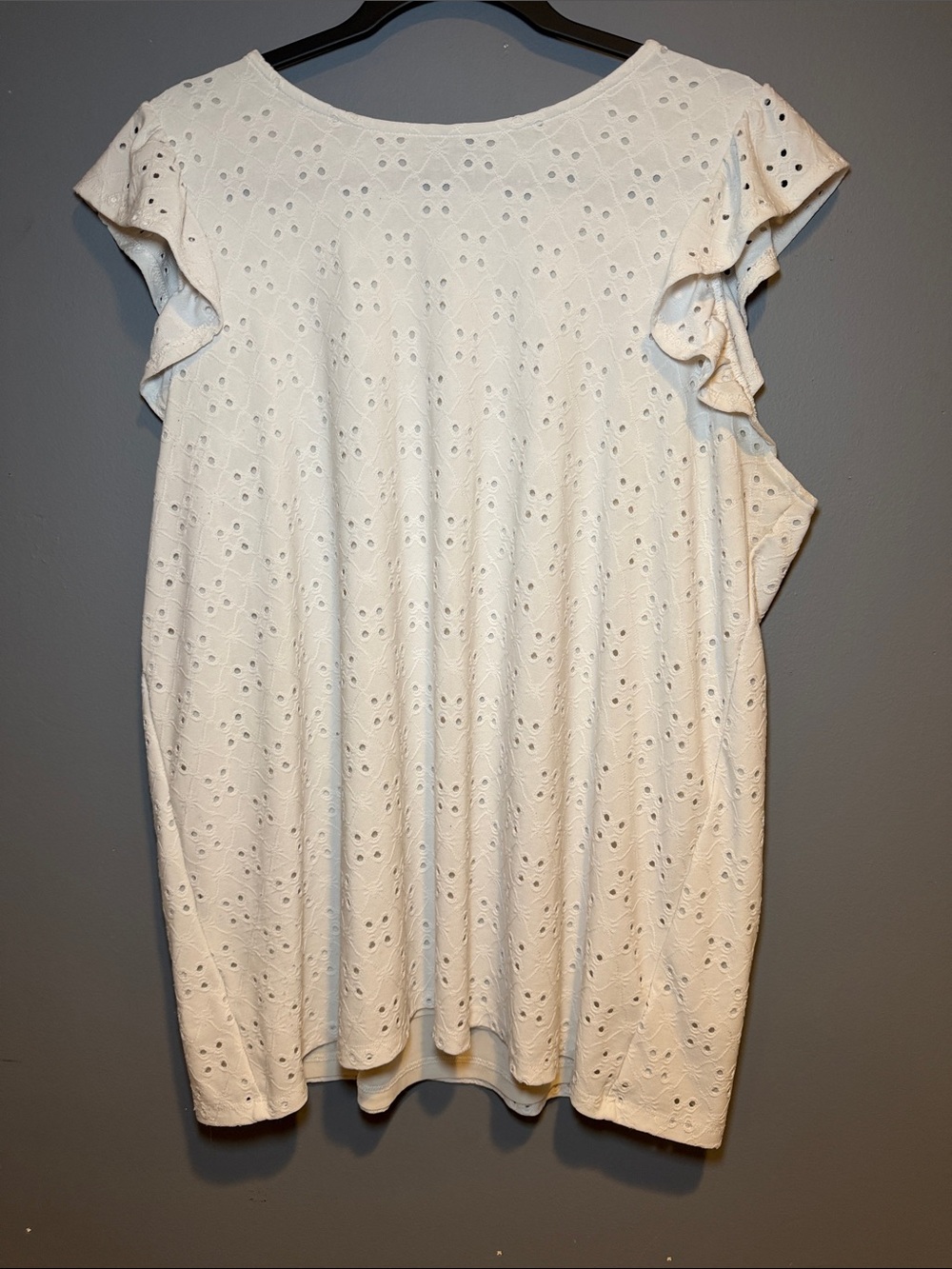 White Eyelet Ruffle Sleeve Dress